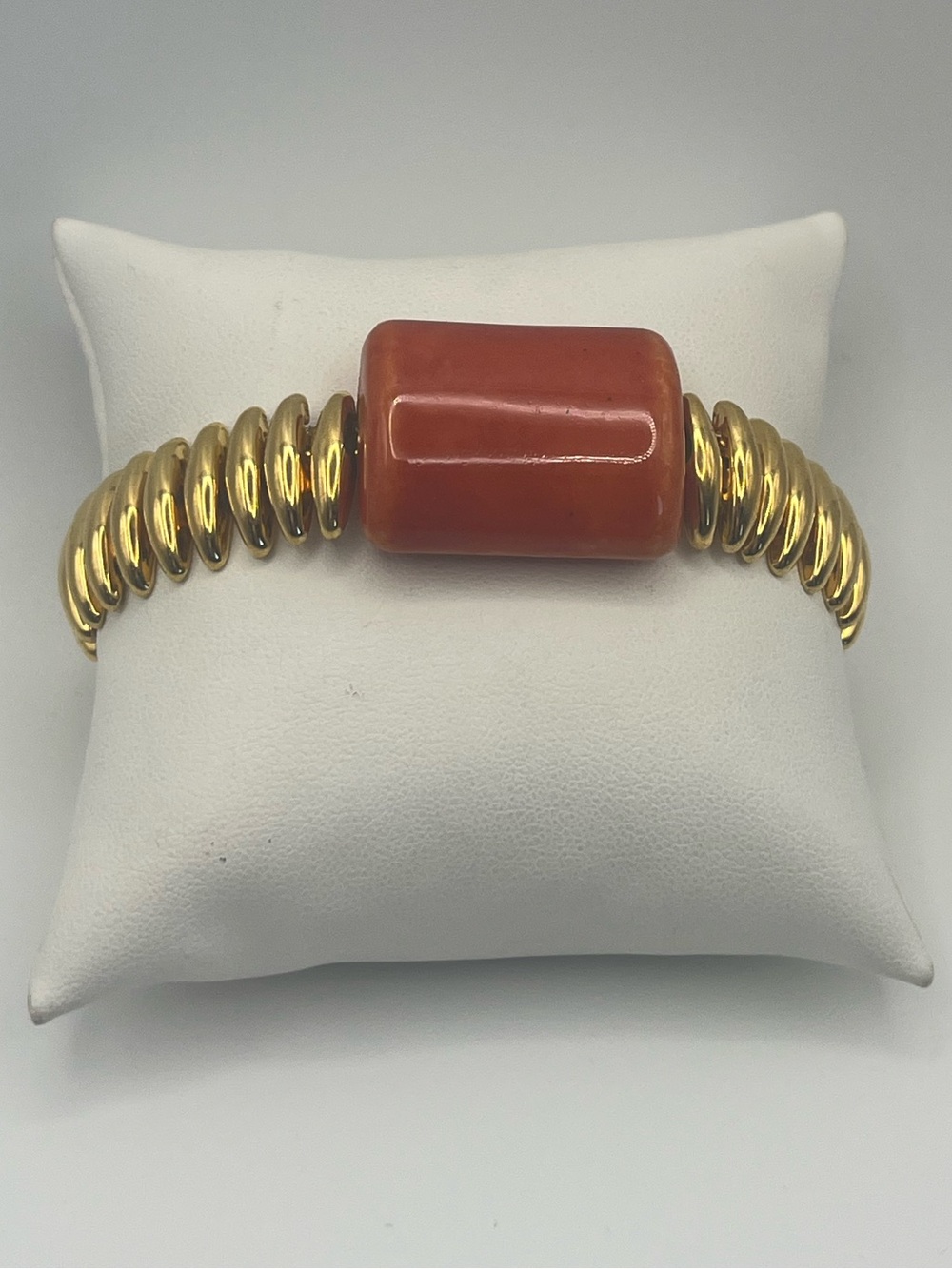 Napier Gold-Tone Bracelet with Coral Red Ceramic Accent - Women Jewelry
